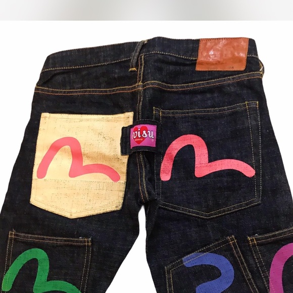 🔥 Painted Evisu Donna Multipocket Jeans 🔥 - Picture 3 of 7